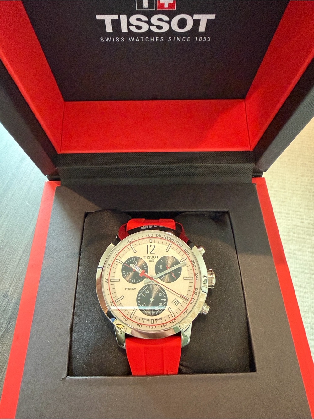 Tissot Watch - PRC 200 43MM - Stainless Steel Case, Red Synthetic Strap (New)